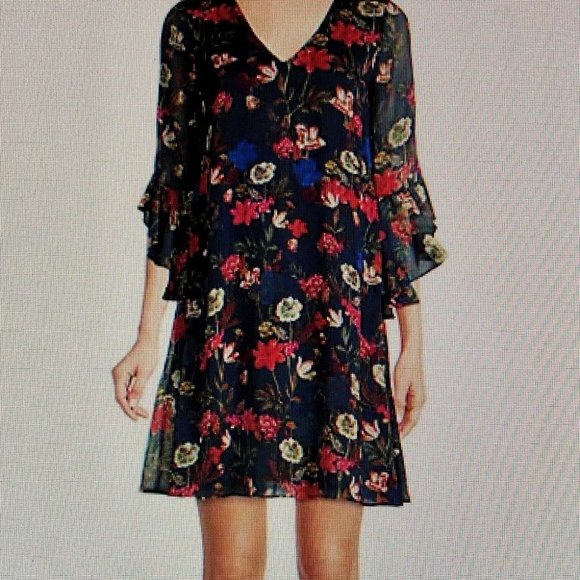 Calvin Klein Dresses & Skirts - Calvin Klein Chiffon Floral Print Shift Dress Size 8 NWT